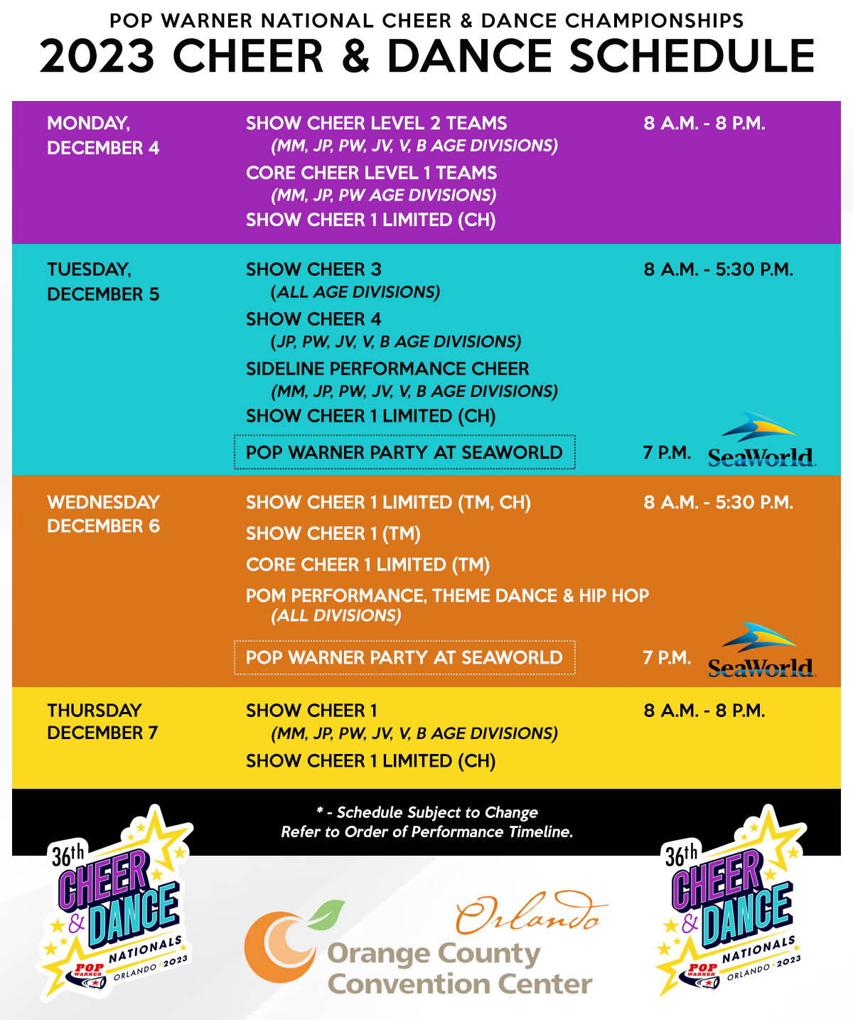 2023 Cheer & Dance Schedule